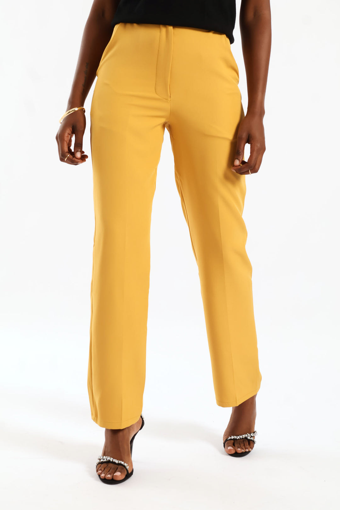 Button Tapered Leg Pant - Mid Yellow