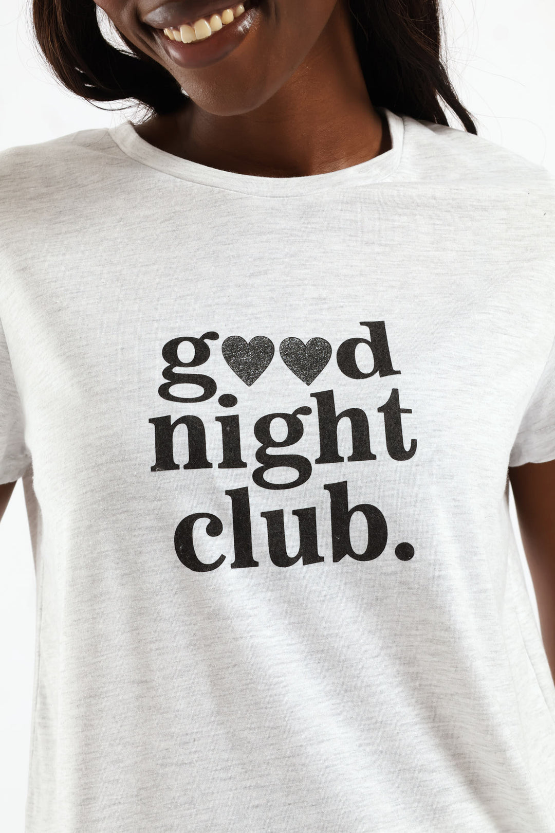 Hearts Short Sleeve & Capri Knit Sleep Set - Grey Melange