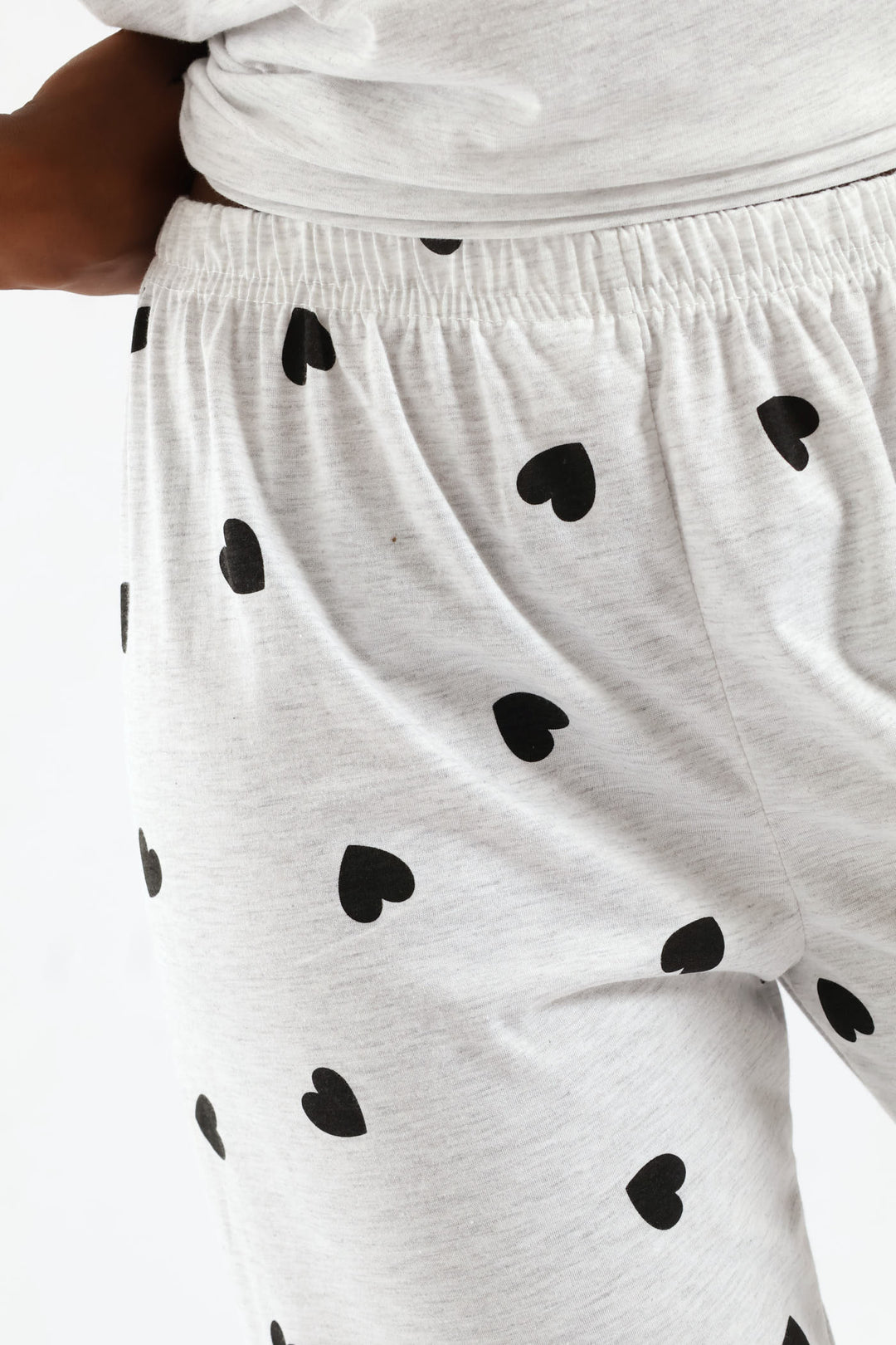 Hearts Short Sleeve & Capri Knit Sleep Set - Grey Melange