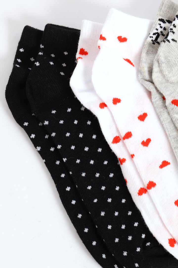 3 Pack Low Cut Fashion Socks - Multi