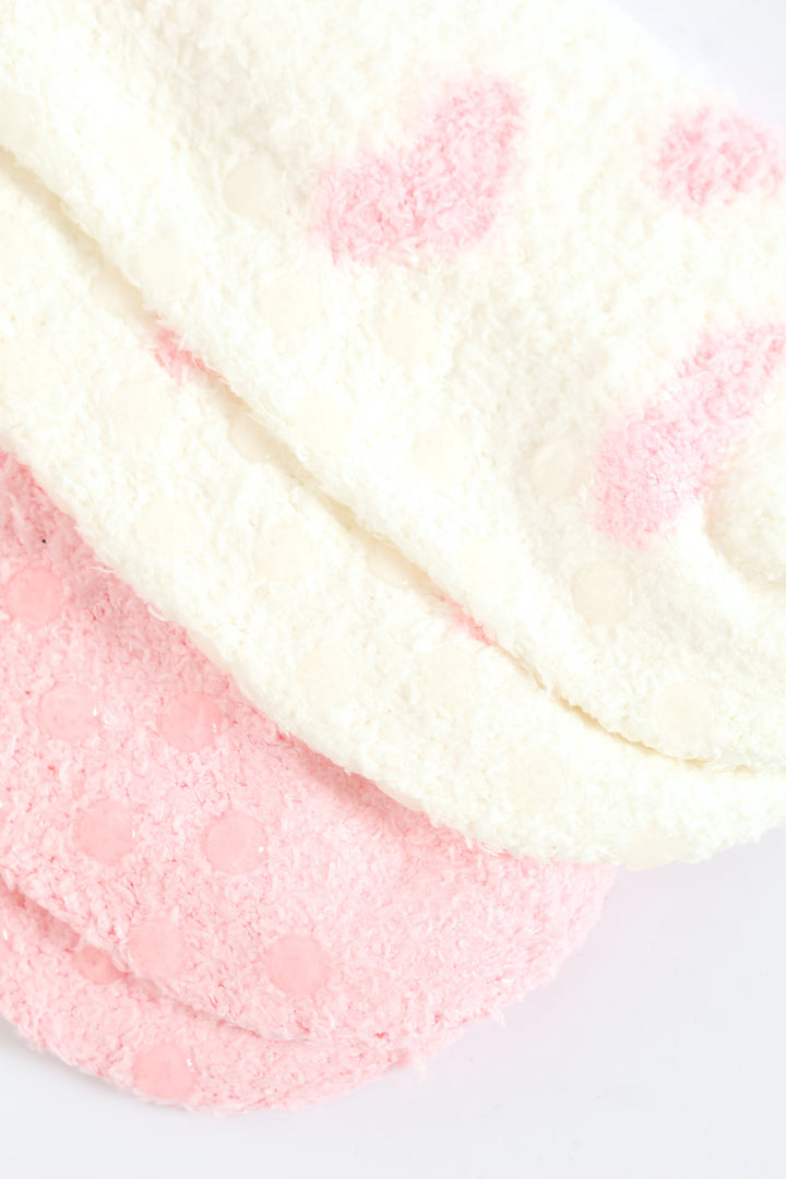 2 Pack Low Cut Cosy Socks - White/Pink