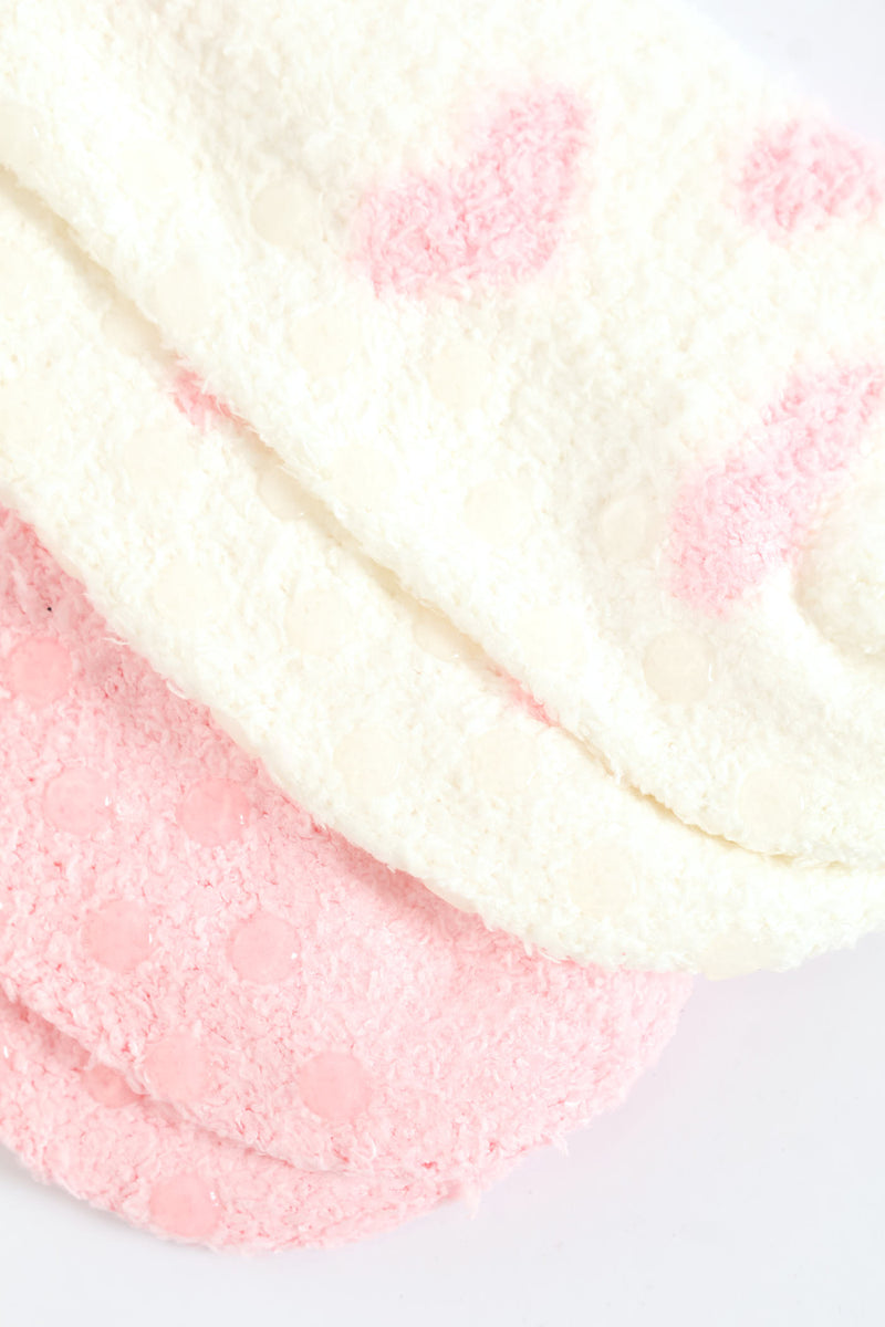 2 Pack Low Cut Cosy Socks - White/Pink
