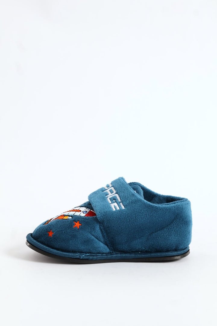 Pre-Boys Space Velcro Slipper - Teal