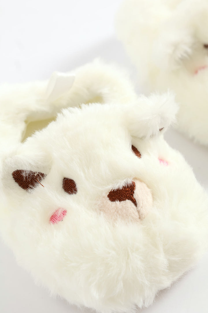 Baby Girls Bear Slipper - White