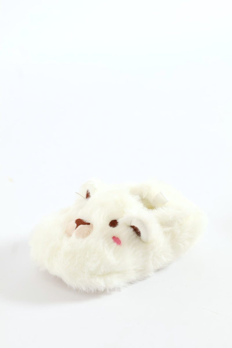 Baby Girls Bear Slipper - White