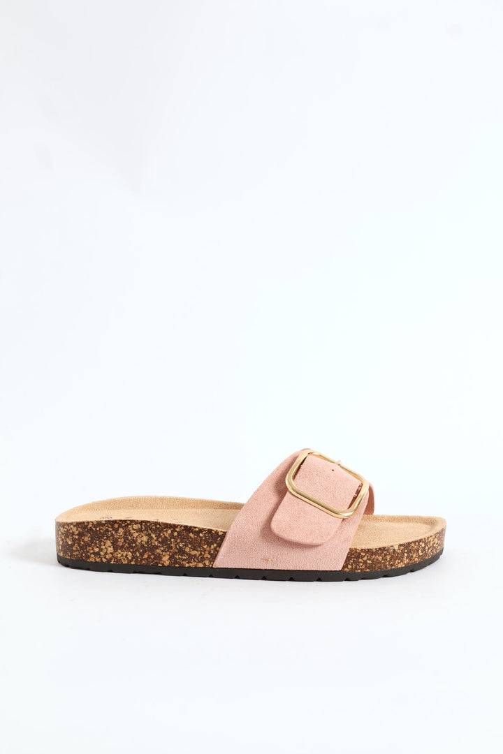 Big Buckle Detail Single Band Sandal - Blush