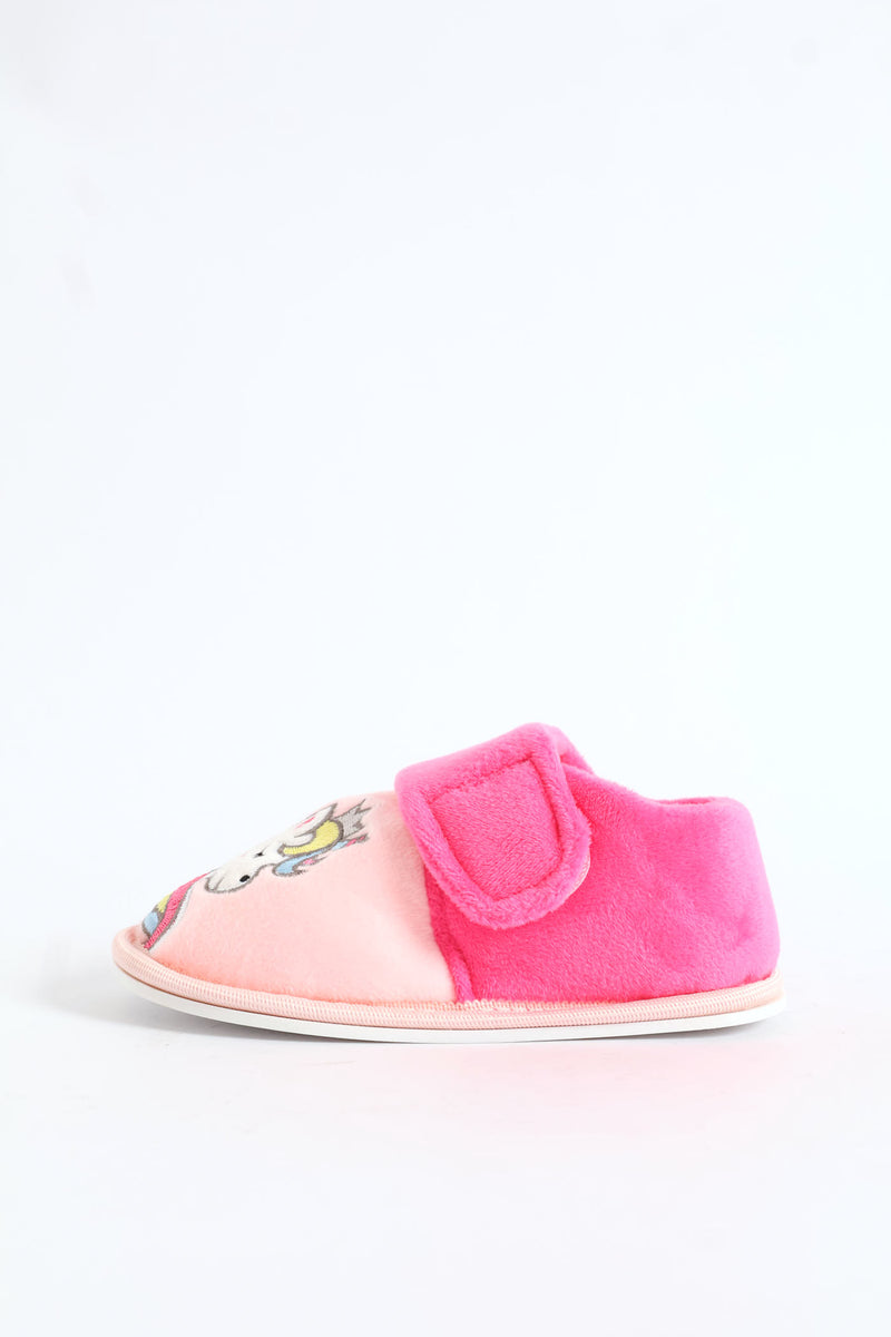 Pre-Girls Unicorn Velcro Slipper - Pink