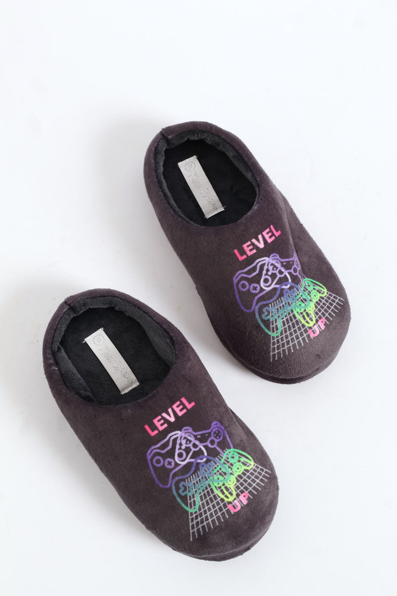 Boys Gaming Slipper - Charcoal