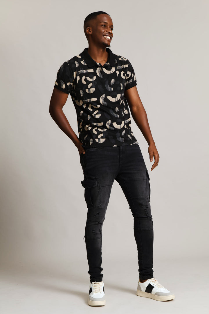 Printed Golfer - Stone/Black