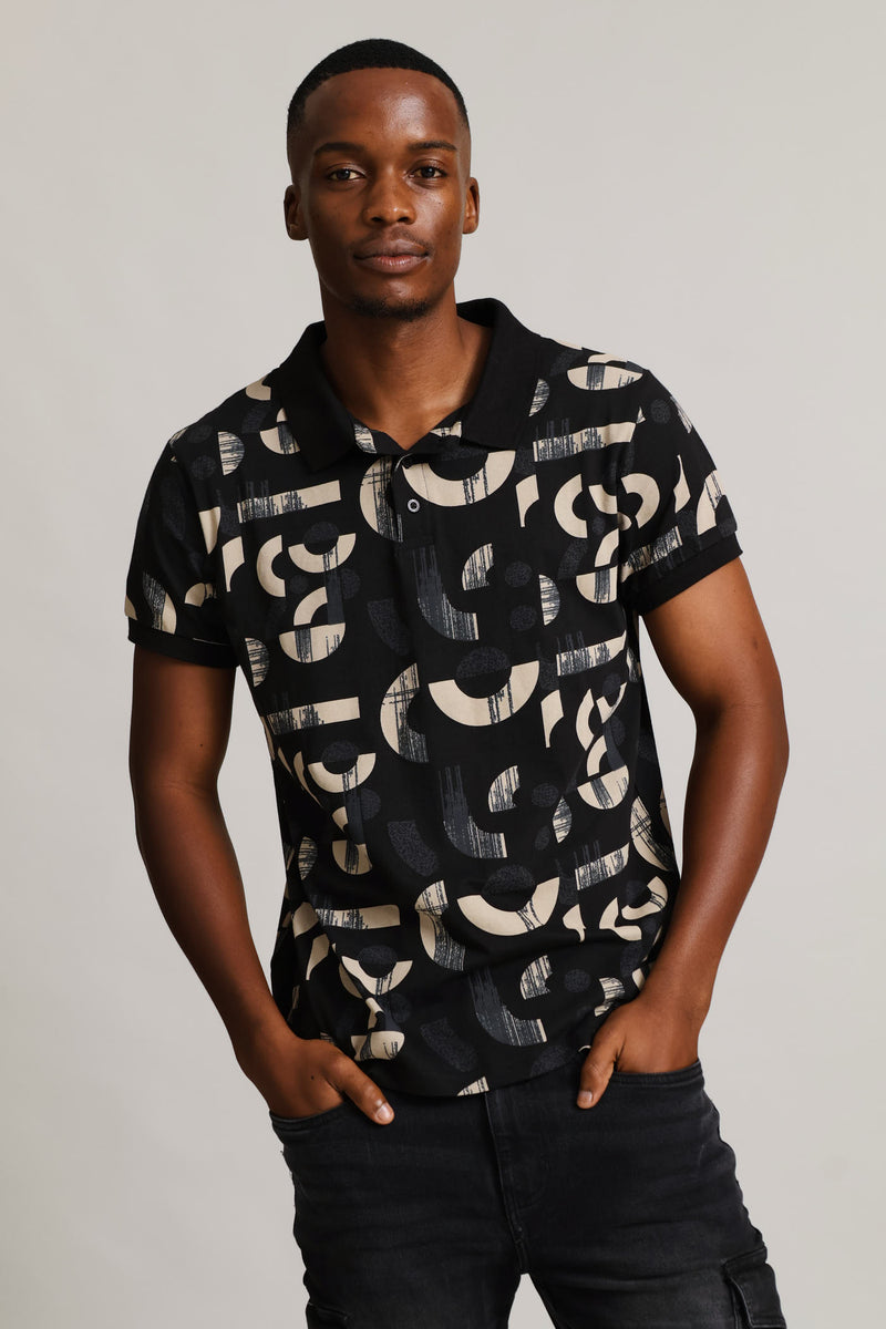 Printed Golfer - Stone/Black