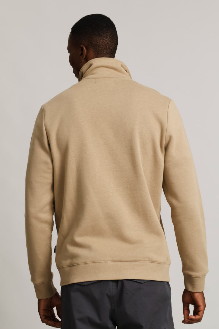 1/4 Zip Fleece Sweat - Taupe