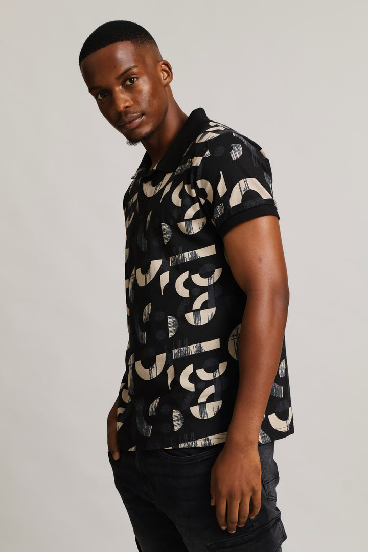 Printed Golfer - Stone/Black