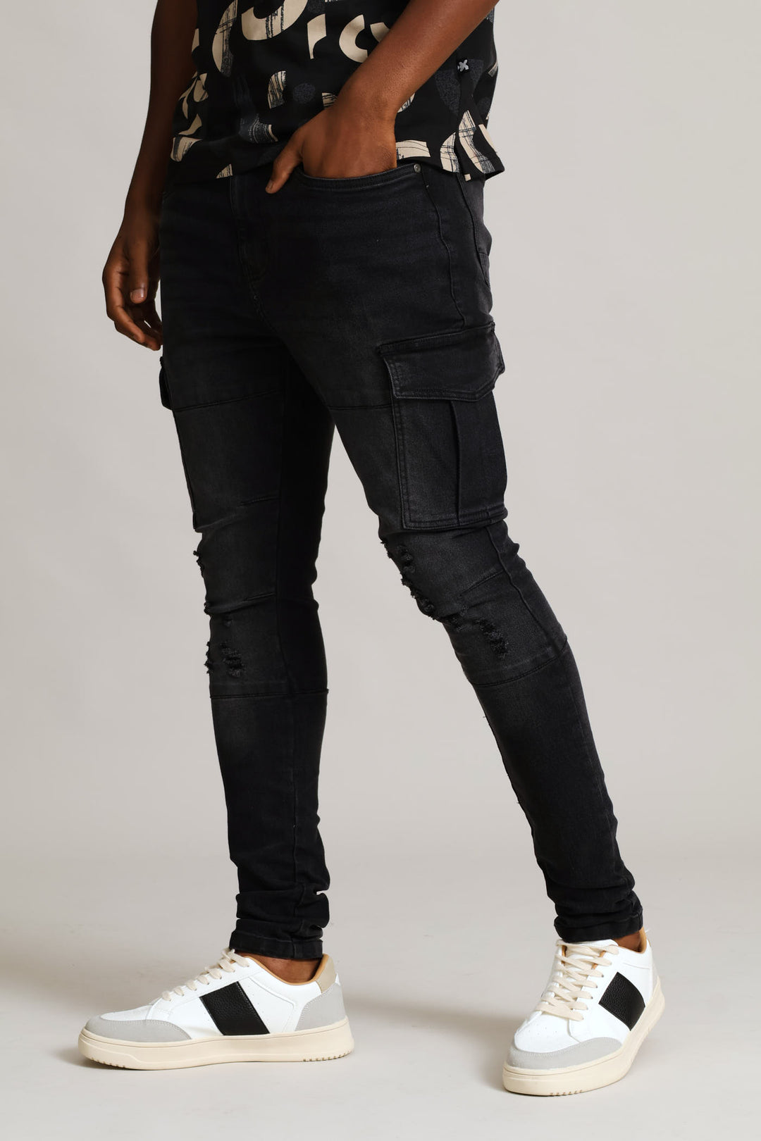 Super Skinny Cargo Denim - Black