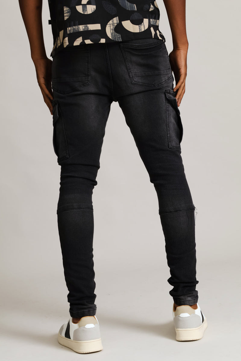 Super Skinny Cargo Denim - Black