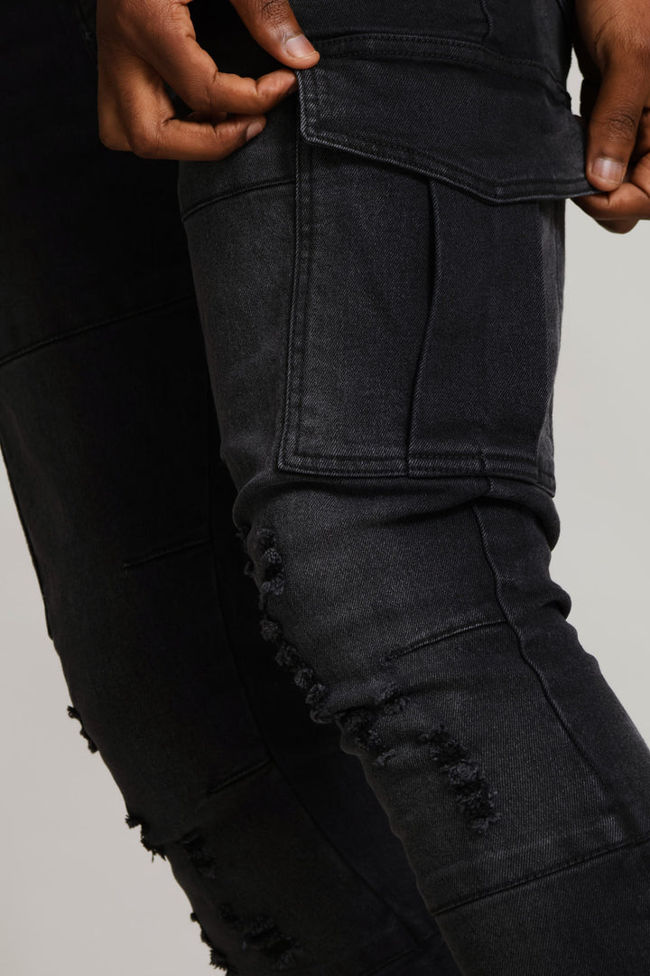 Super Skinny Cargo Denim - Black