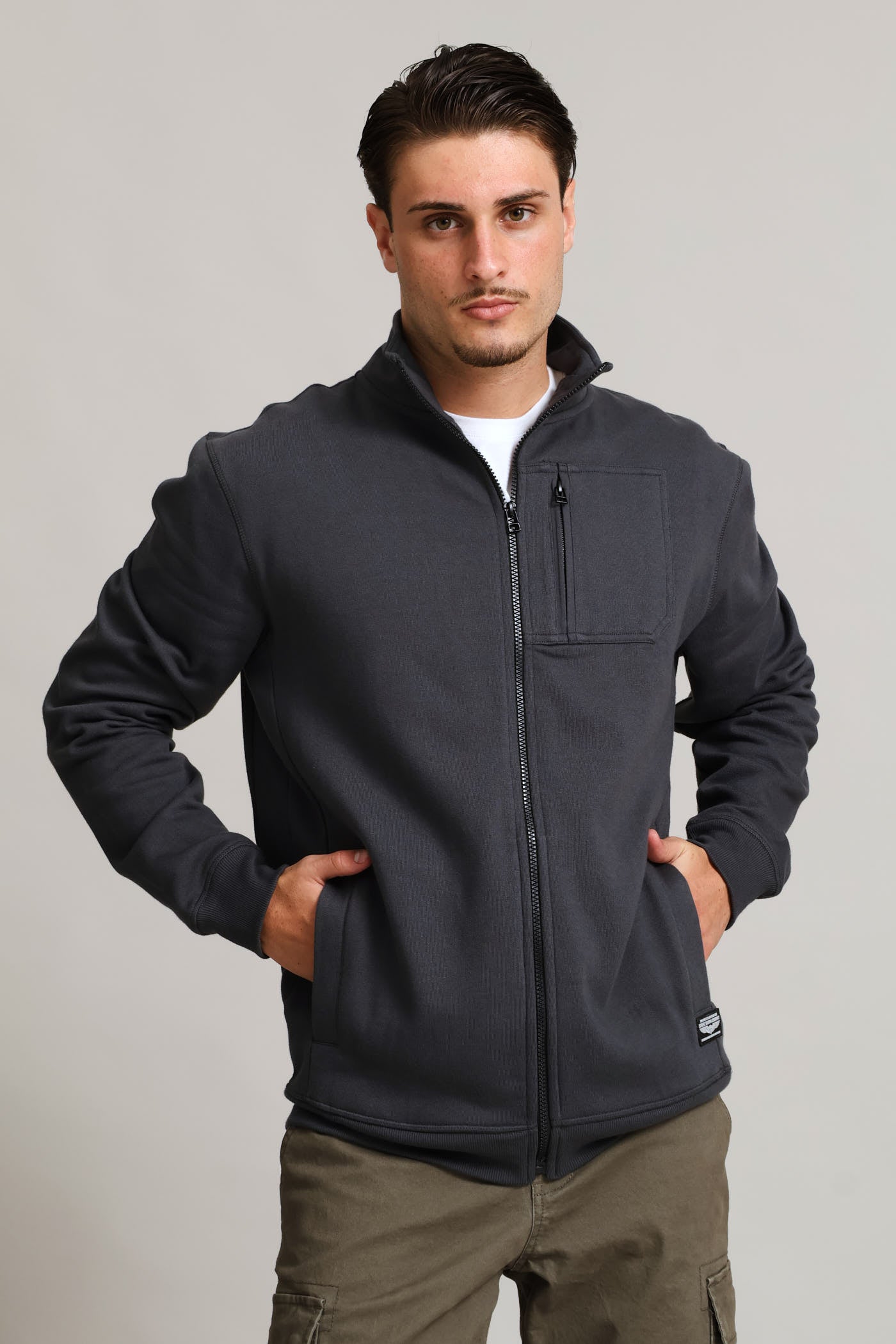 Mens Zip Through - Charcoal – Edgars