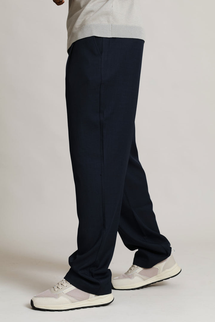 Relaxed Pleated Trouser - Navy