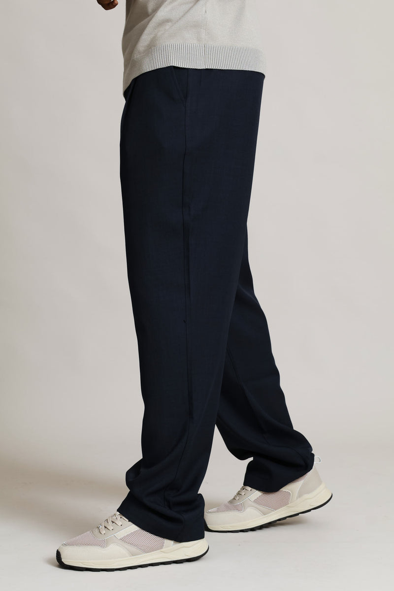 Relaxed Pleated Trouser - Navy