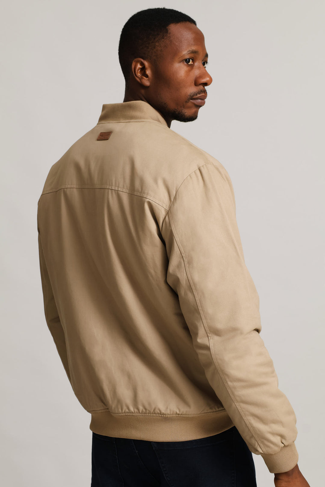 Cotton Bomber Zip Pocket - Taupe