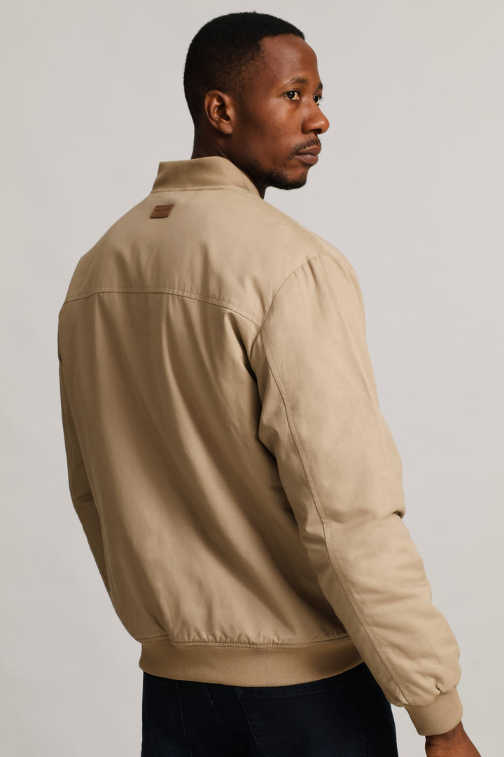 Cotton Bomber Zip Pocket - Taupe