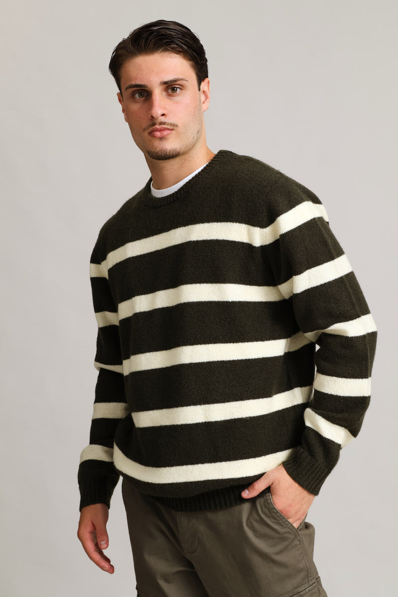 Stripe Crew Knitwear  - Fatigue