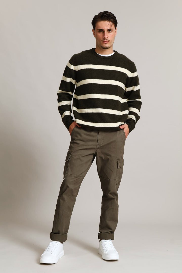 Stripe Crew Knitwear  - Fatigue
