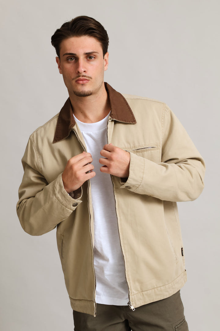 Taupe Cotton Worker Jacket - Taupe