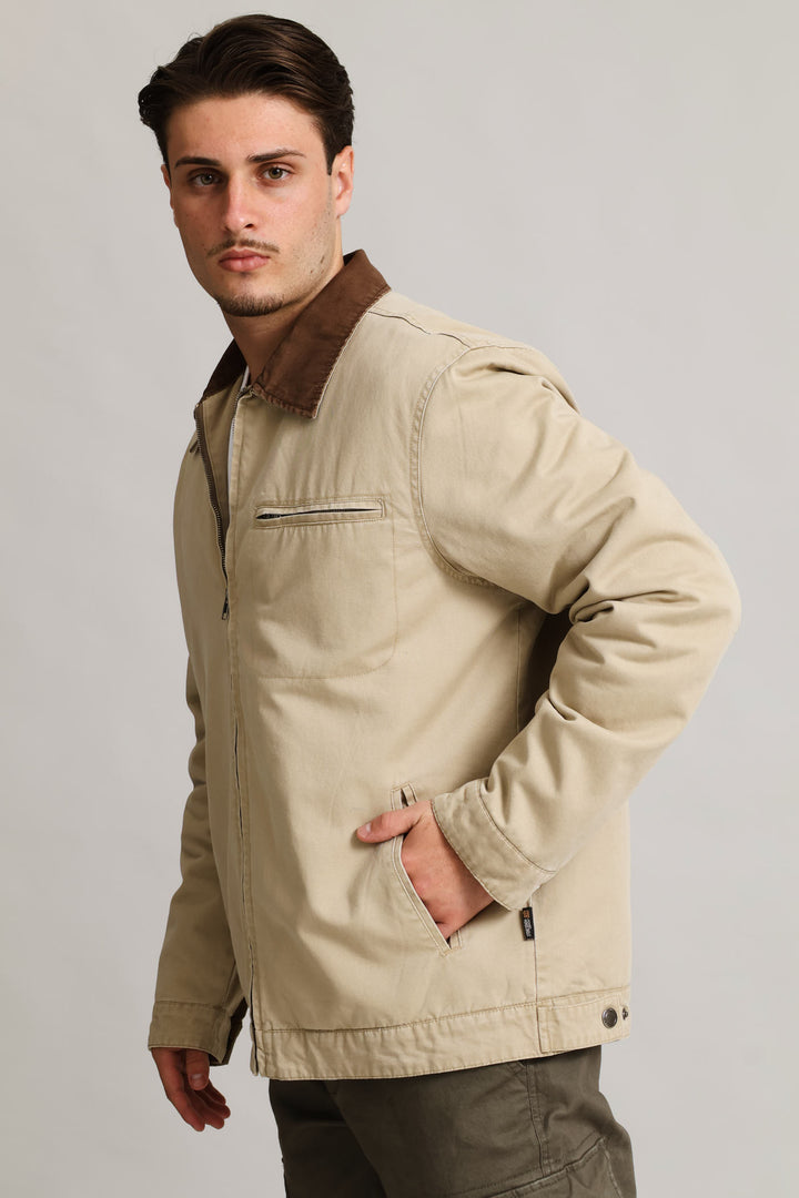 Taupe Cotton Worker Jacket - Taupe