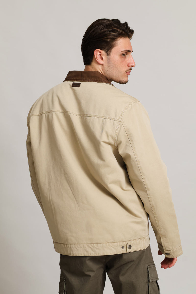 Taupe Cotton Worker Jacket - Taupe