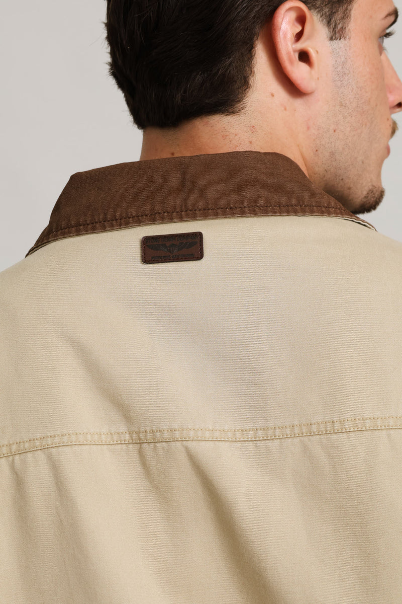 Taupe Cotton Worker Jacket - Taupe