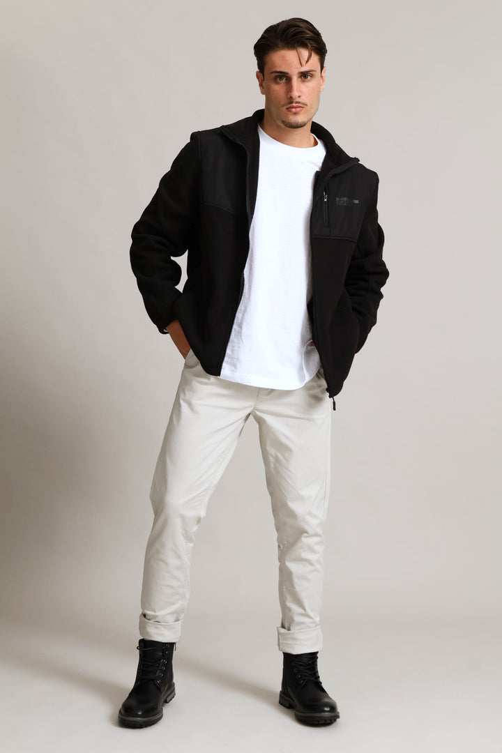 Polar Fleece Nylon Zip Thru - Black