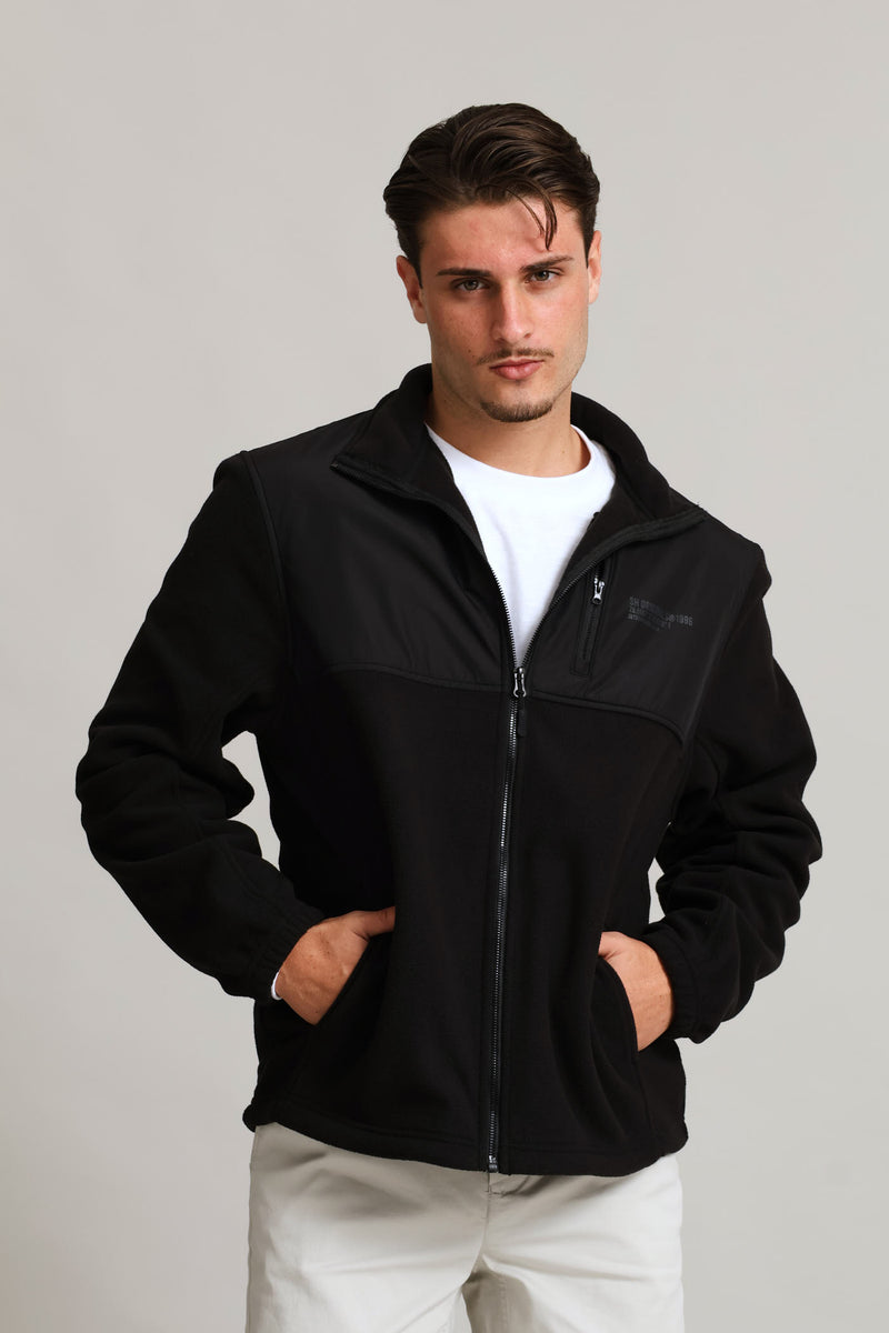 Polar Fleece Nylon Zip Thru - Black
