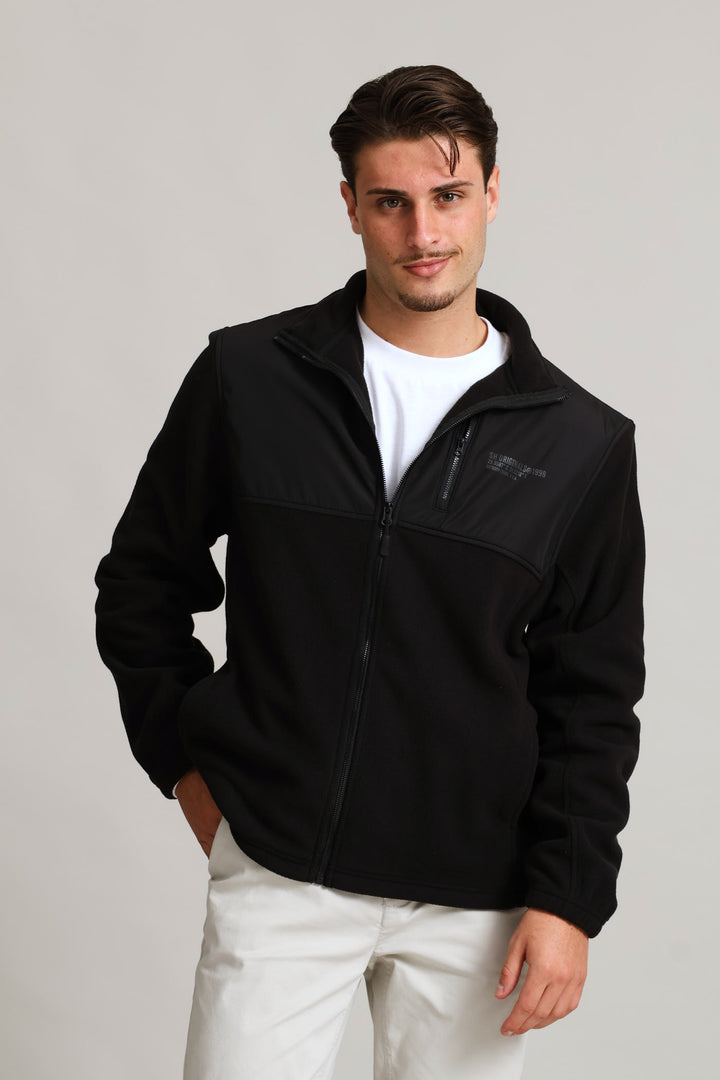Polar Fleece Nylon Zip Thru - Black