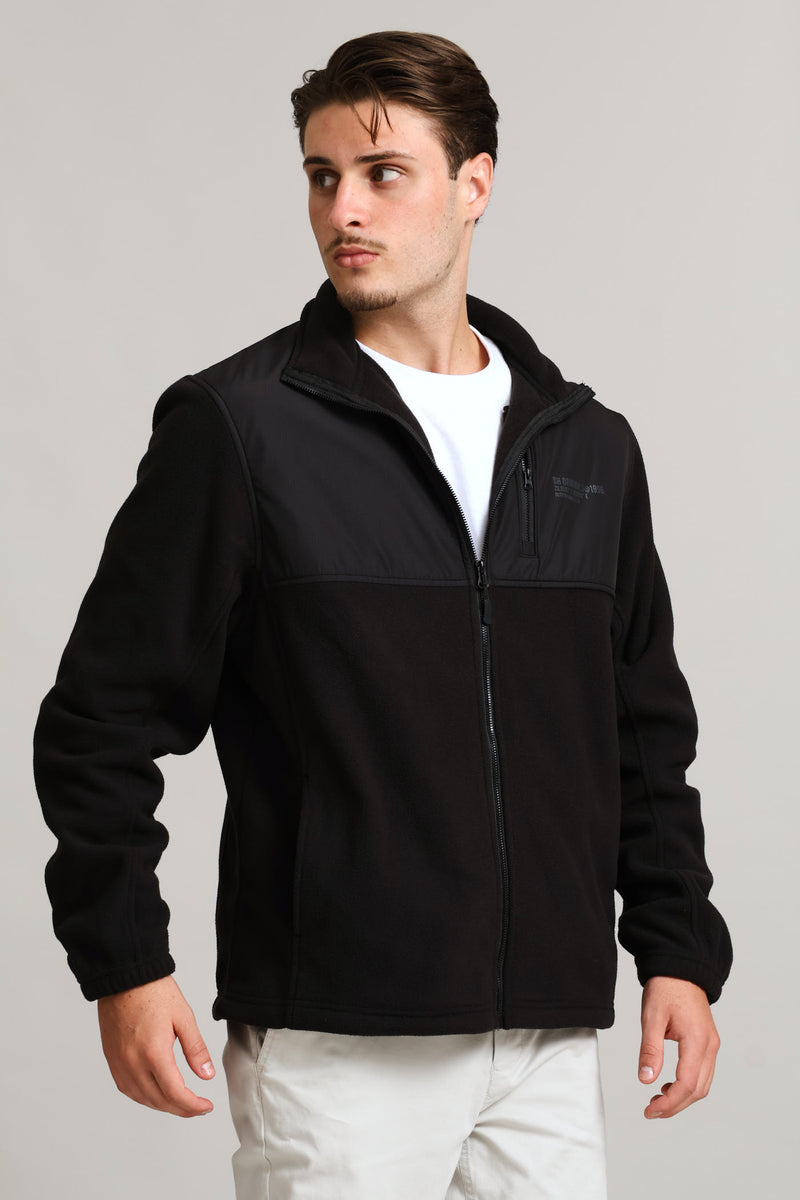 Polar Fleece Nylon Zip Thru - Black