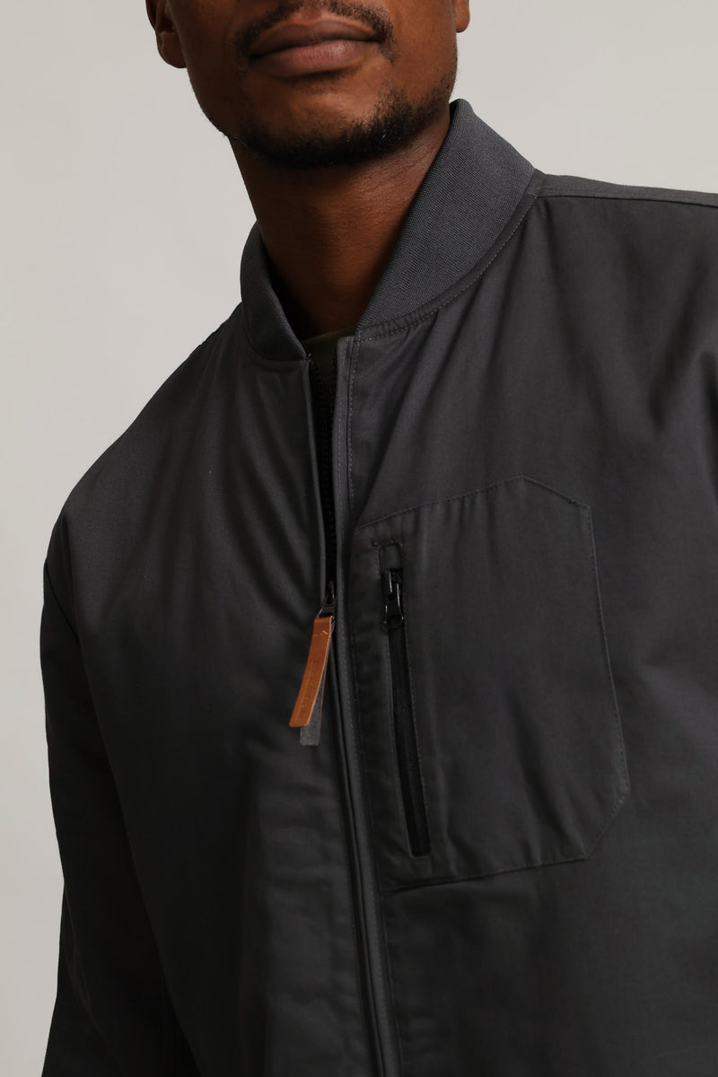 Cotton Bomber Zip Pocket - Charcoal
