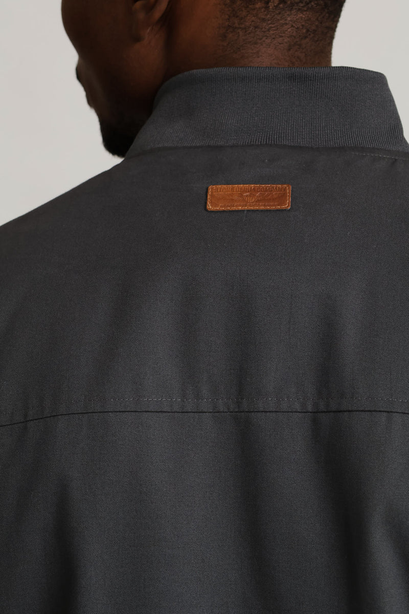 Cotton Bomber Zip Pocket - Charcoal