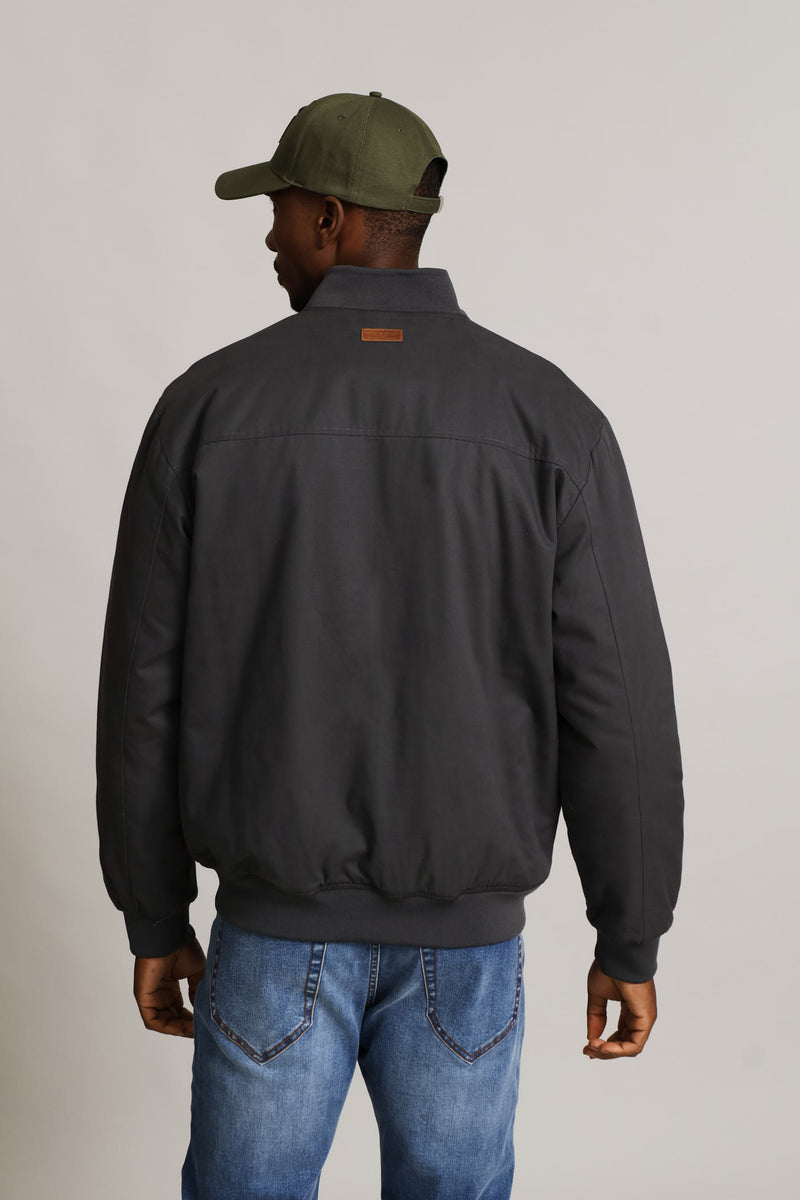 Cotton Bomber Zip Pocket - Charcoal