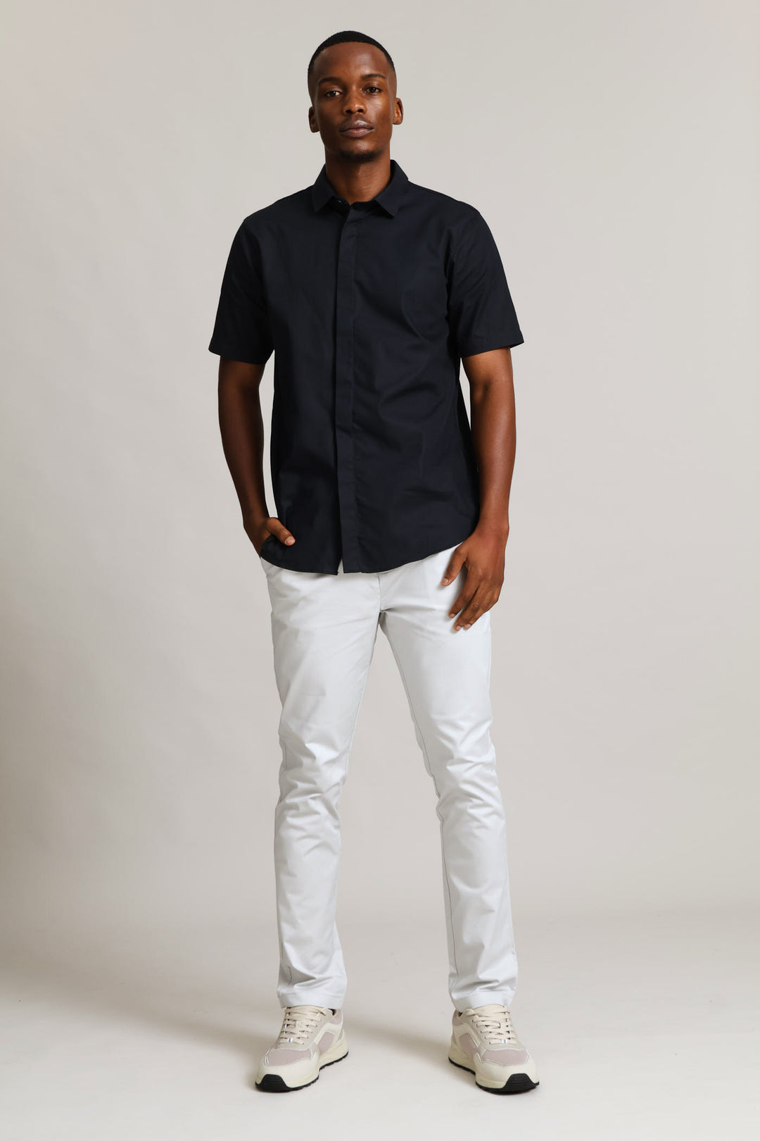 Slim Concealed Textured Shirt - Black