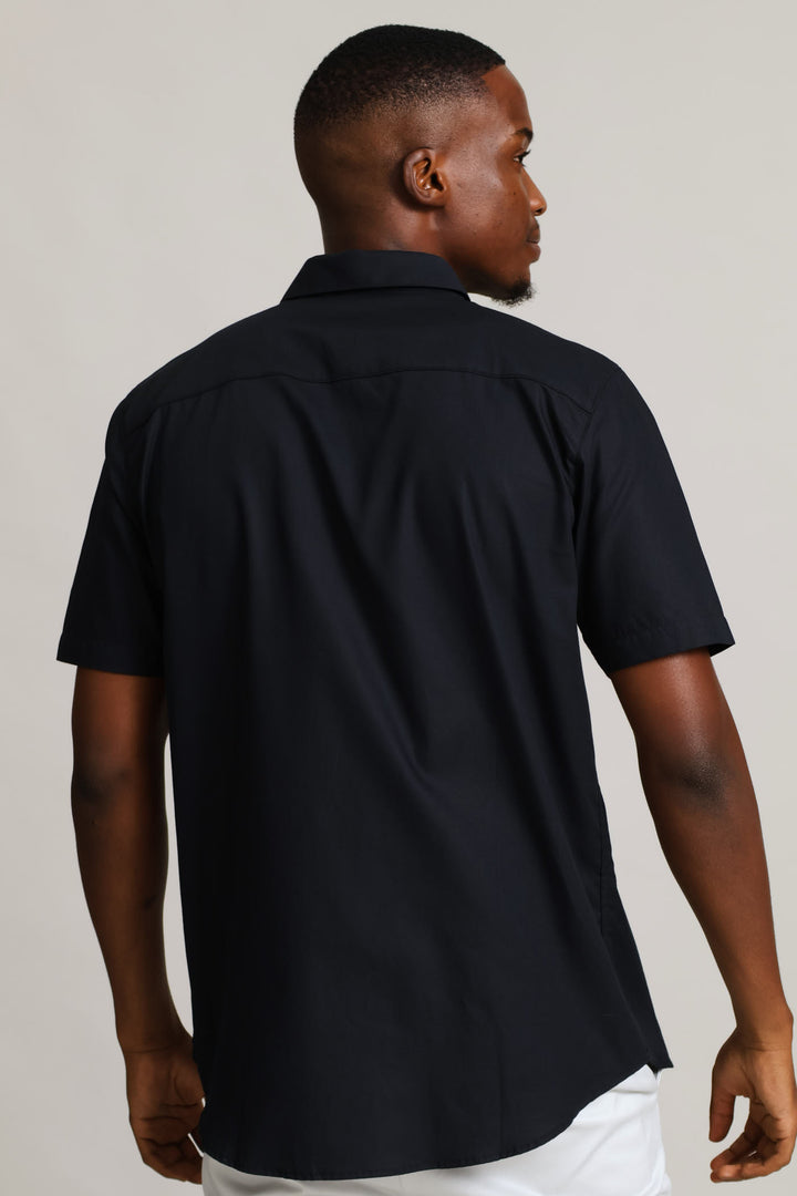 Slim Concealed Textured Shirt - Black