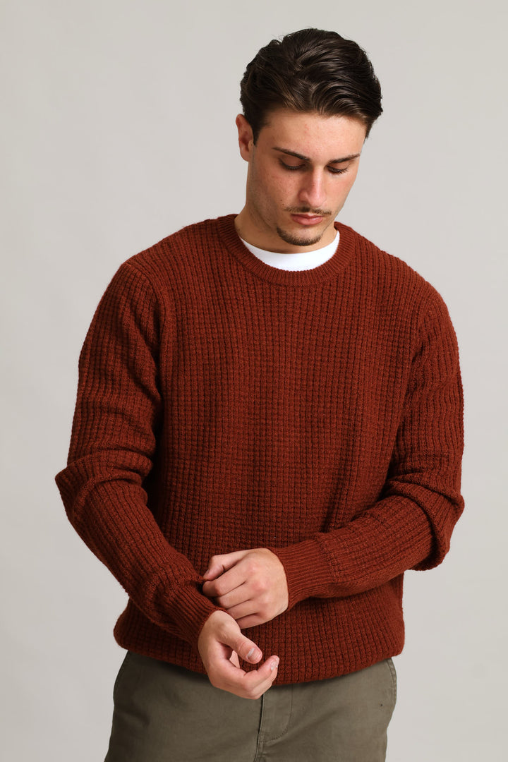 Textured Crew Knitwear - Ochre