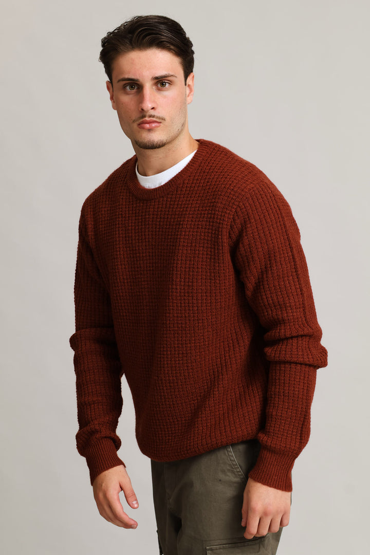 Textured Crew Knitwear - Ochre