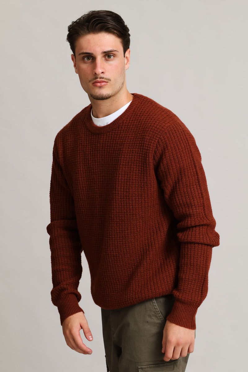 Textured Crew Knitwear - Ochre