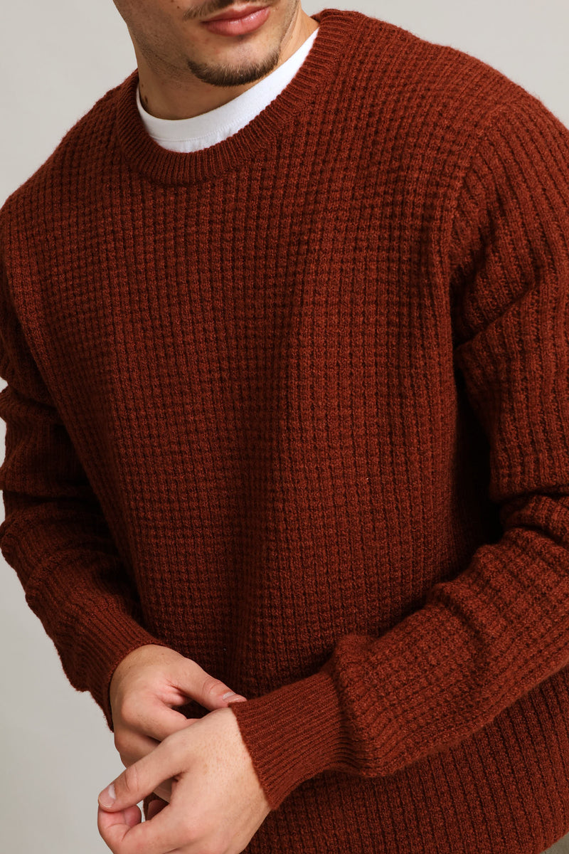 Textured Crew Knitwear - Ochre