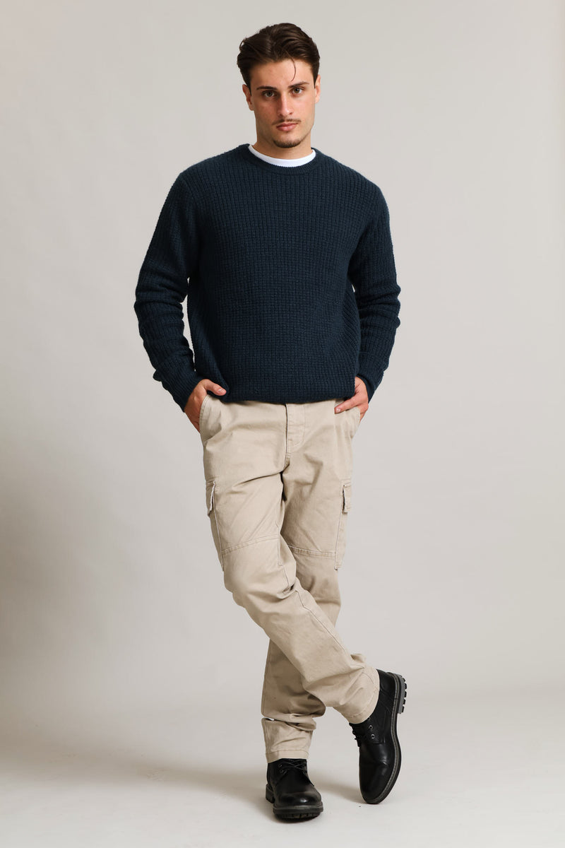 Textured Crew Knitwear - Petrol