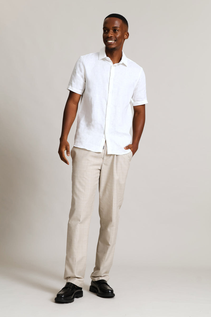 Check Pull On Trouser - Brown