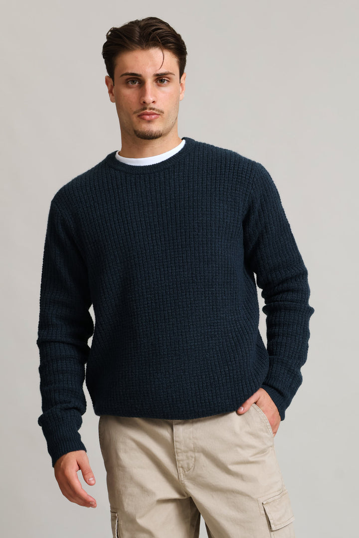 Textured Crew Knitwear - Petrol