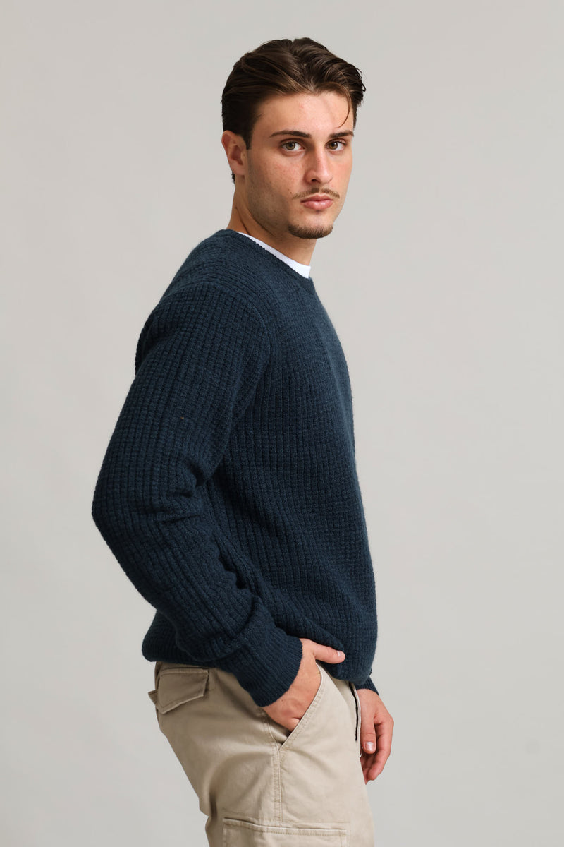 Textured Crew Knitwear - Petrol