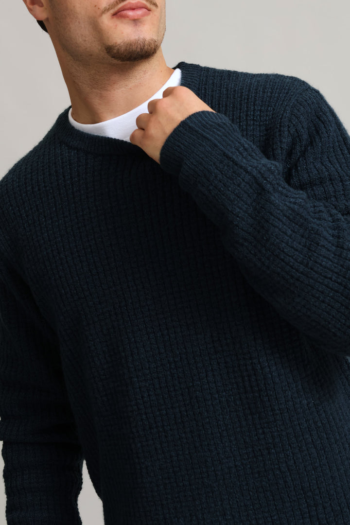 Textured Crew Knitwear - Petrol