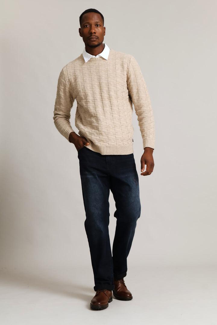 Tetris Crew Knitwear - Stone