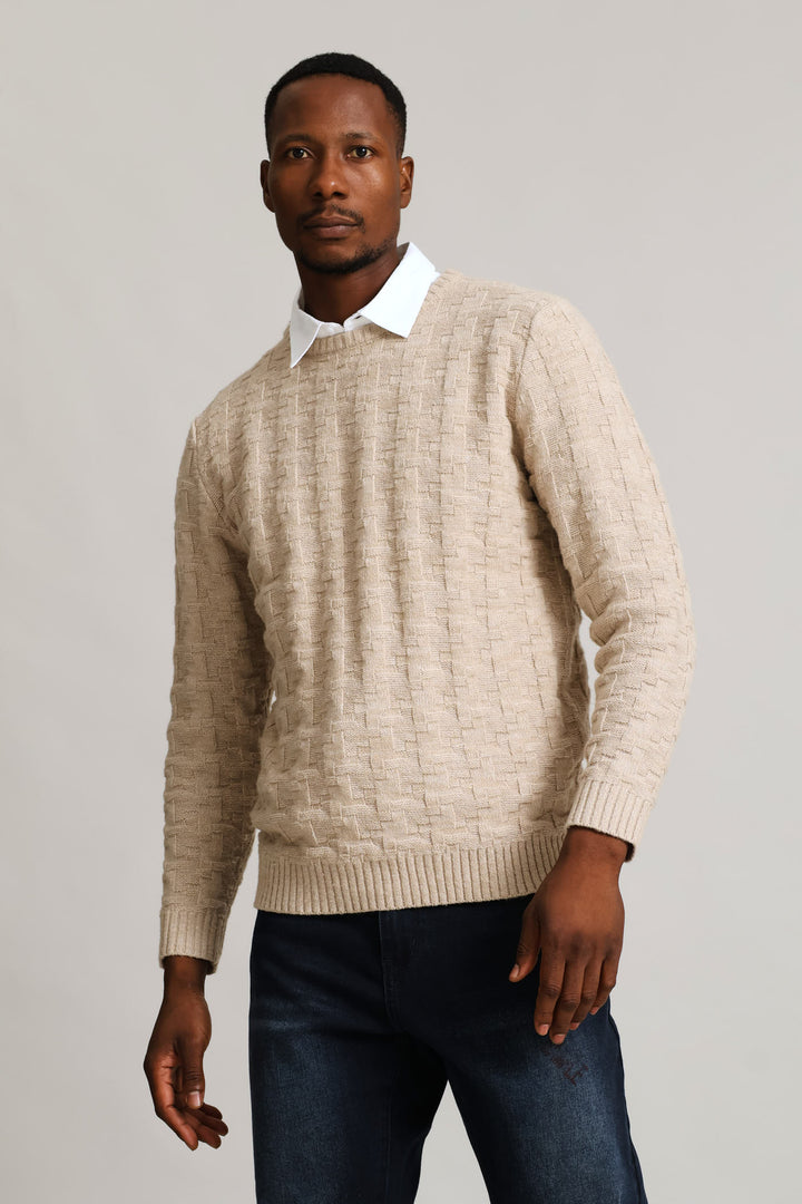 Tetris Crew Knitwear - Stone